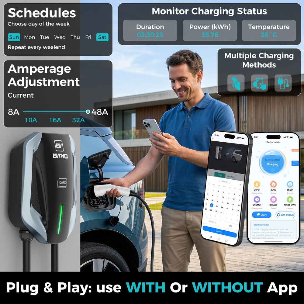 NEMA 14-50 plug connection enabling fast Level 2 charging