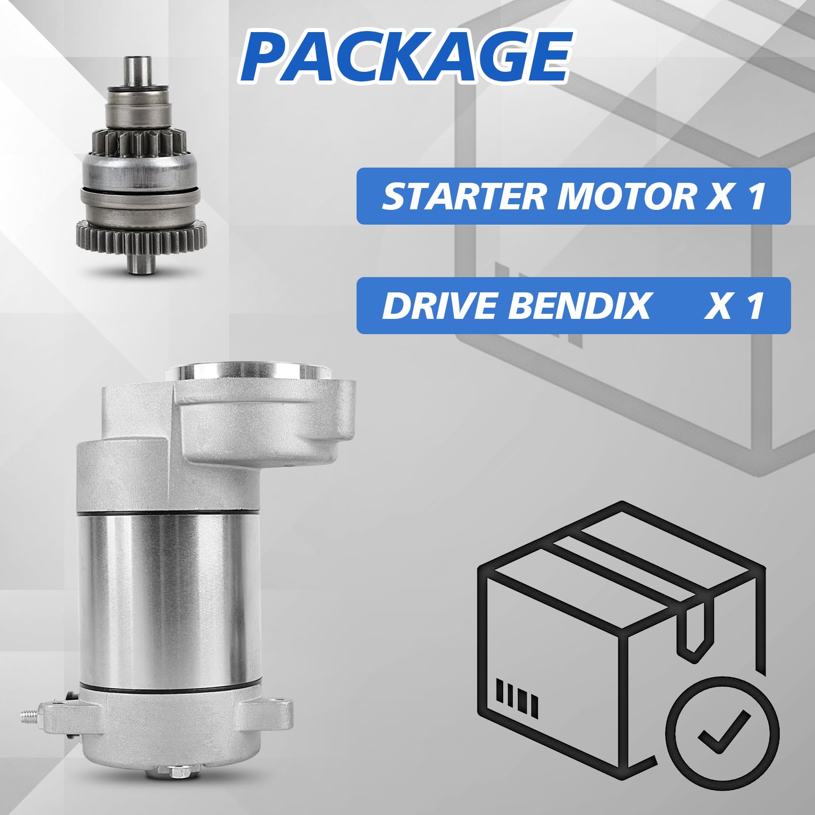 EvTok pack includes starter and drive bendix for ready replacement.