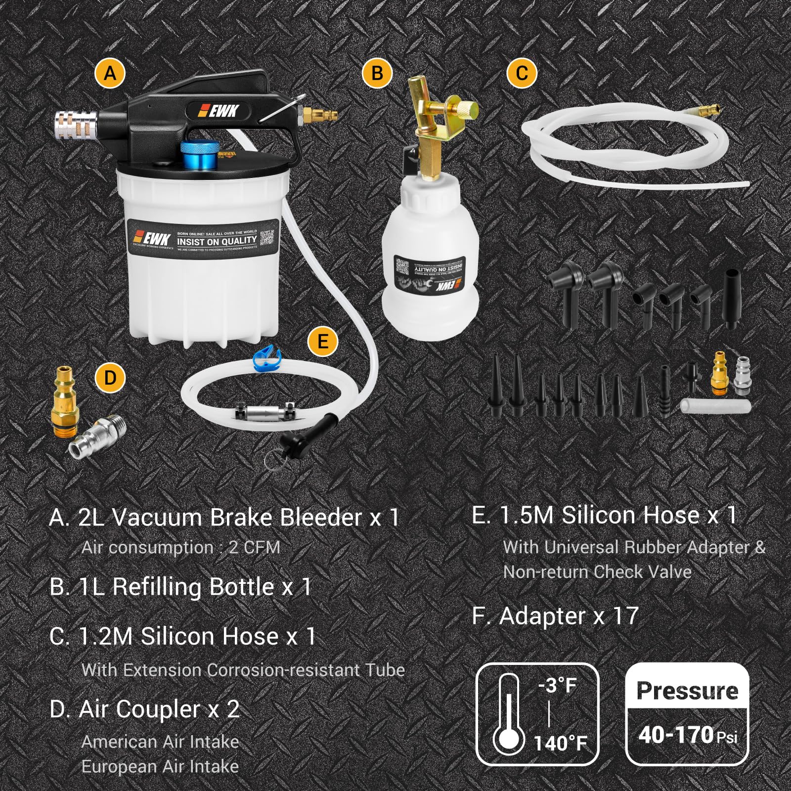 EWK 2L vacuum pump in action pulling brake fluid and air efficiently.