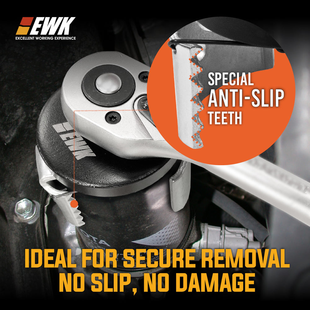 EWK automatic tightening mechanism engages as you turn for a stronger bite