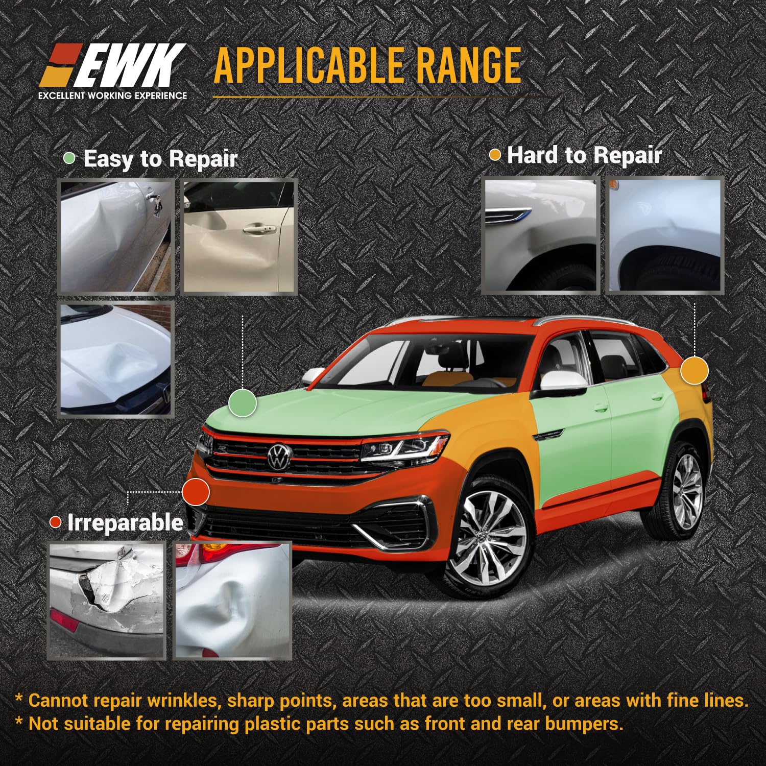 EWK 125mm cup enables larger dents to be treated efficiently without repainting.