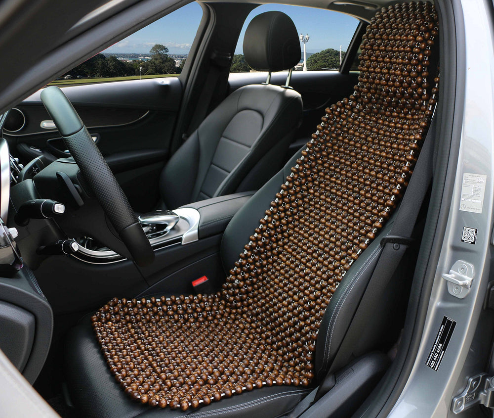 EXCEL LIFE natural wood bead seat cover on car seat promoting airflow