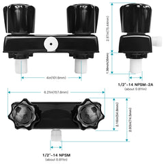 EXCELFU 4-inch center-to-center installation shows standard RV plumbing fit