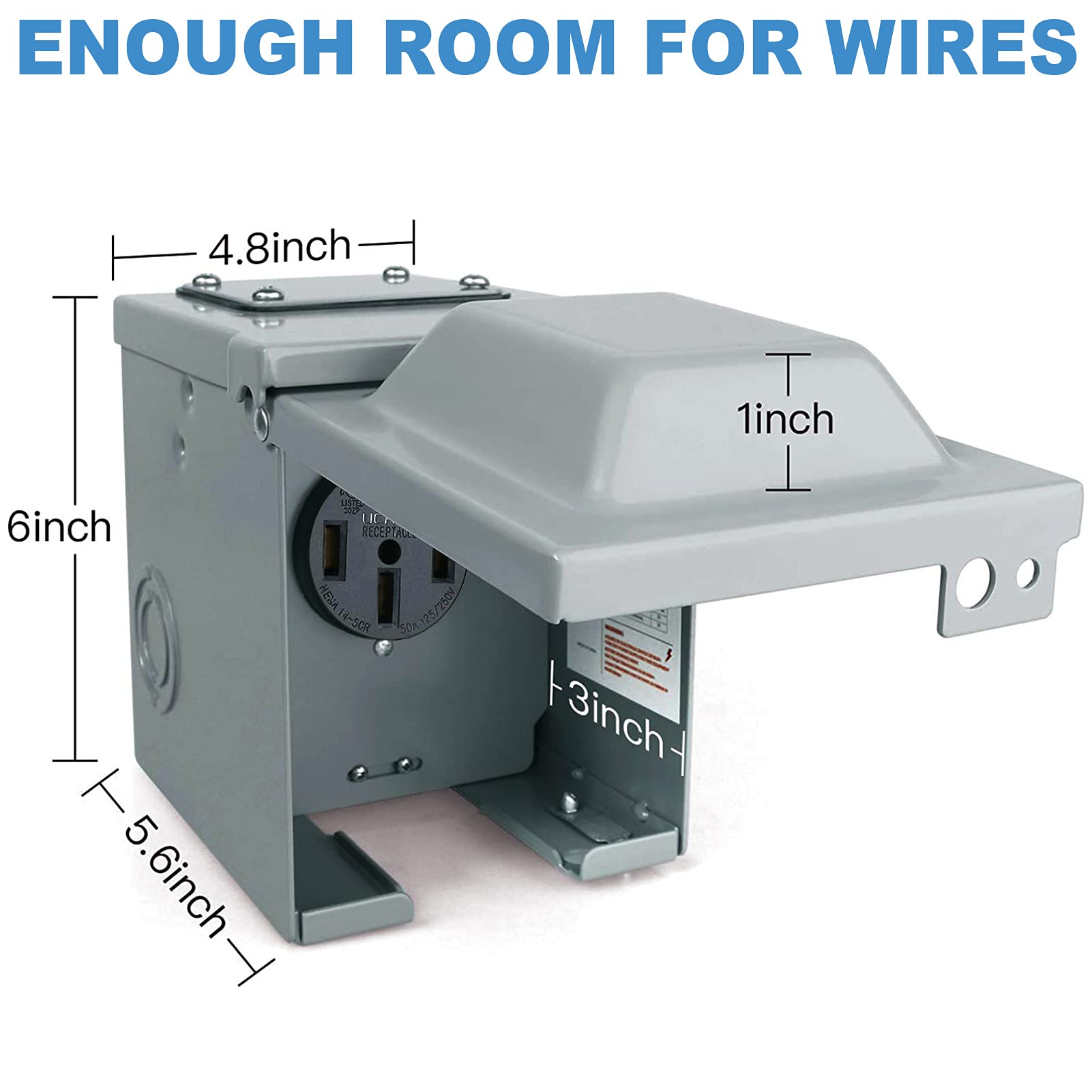EXCELFU 50A RV outlet box in use for camping or home setup