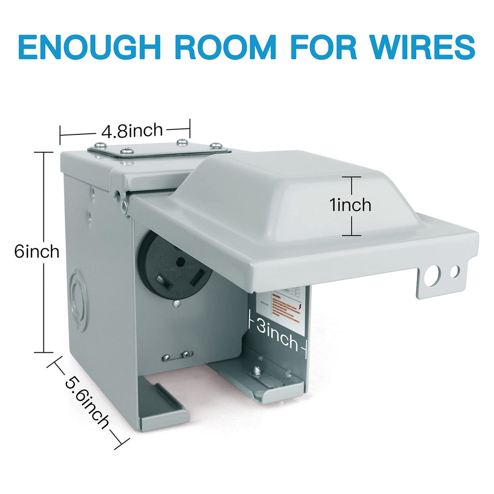 Durable iron construction withstands outdoor weather for RV power
