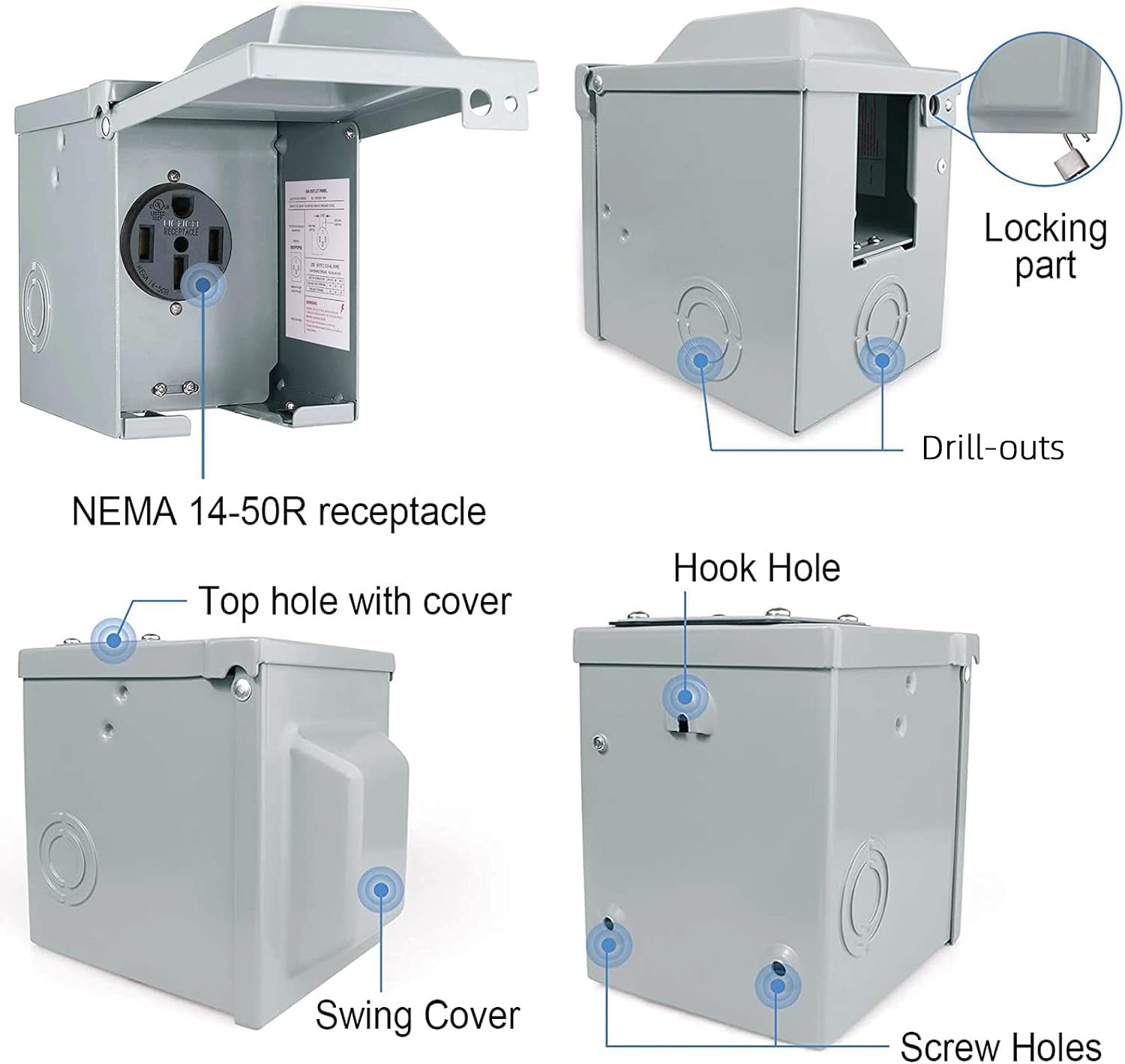 EXCELFU lockable RV power box door for tamper protection