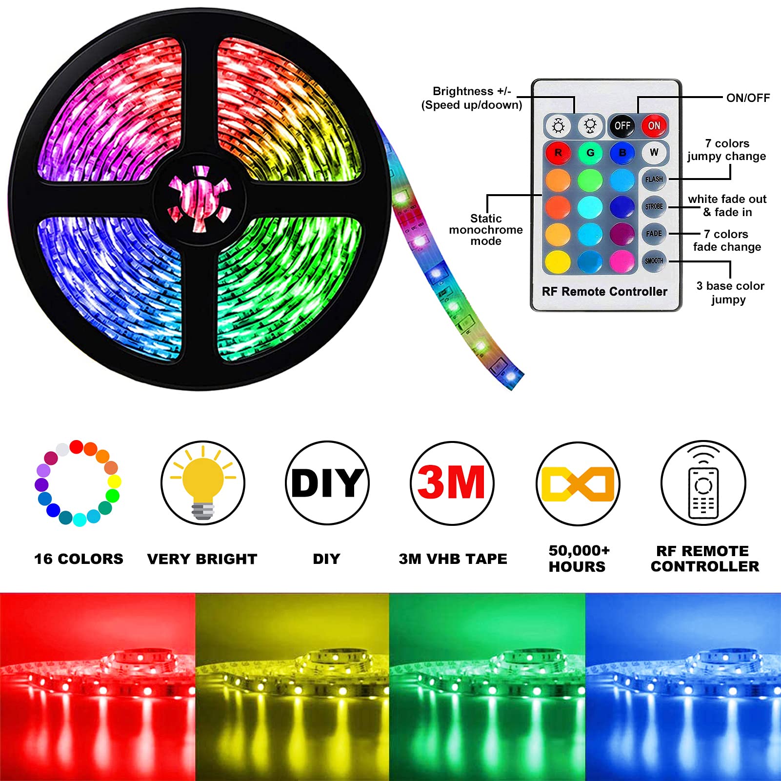 EXCELFU RV awning light remote control makes color and brightness easy.