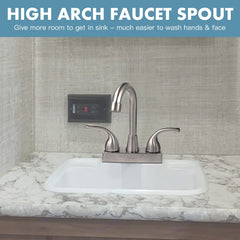 Brushed satin nickel finish on EXCELFU faucet matches camper interiors and resists smudges.