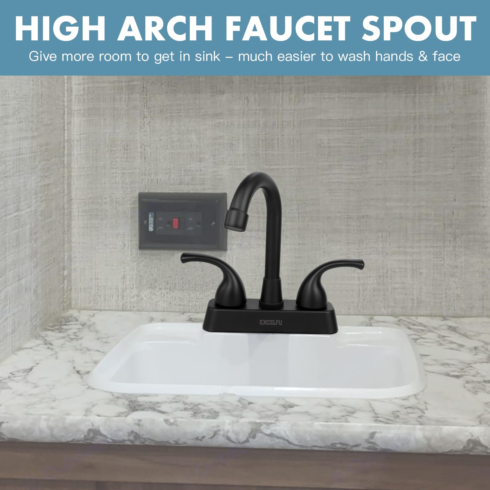 EXCELFU RV faucet with classical lever handles for precise temperature control
