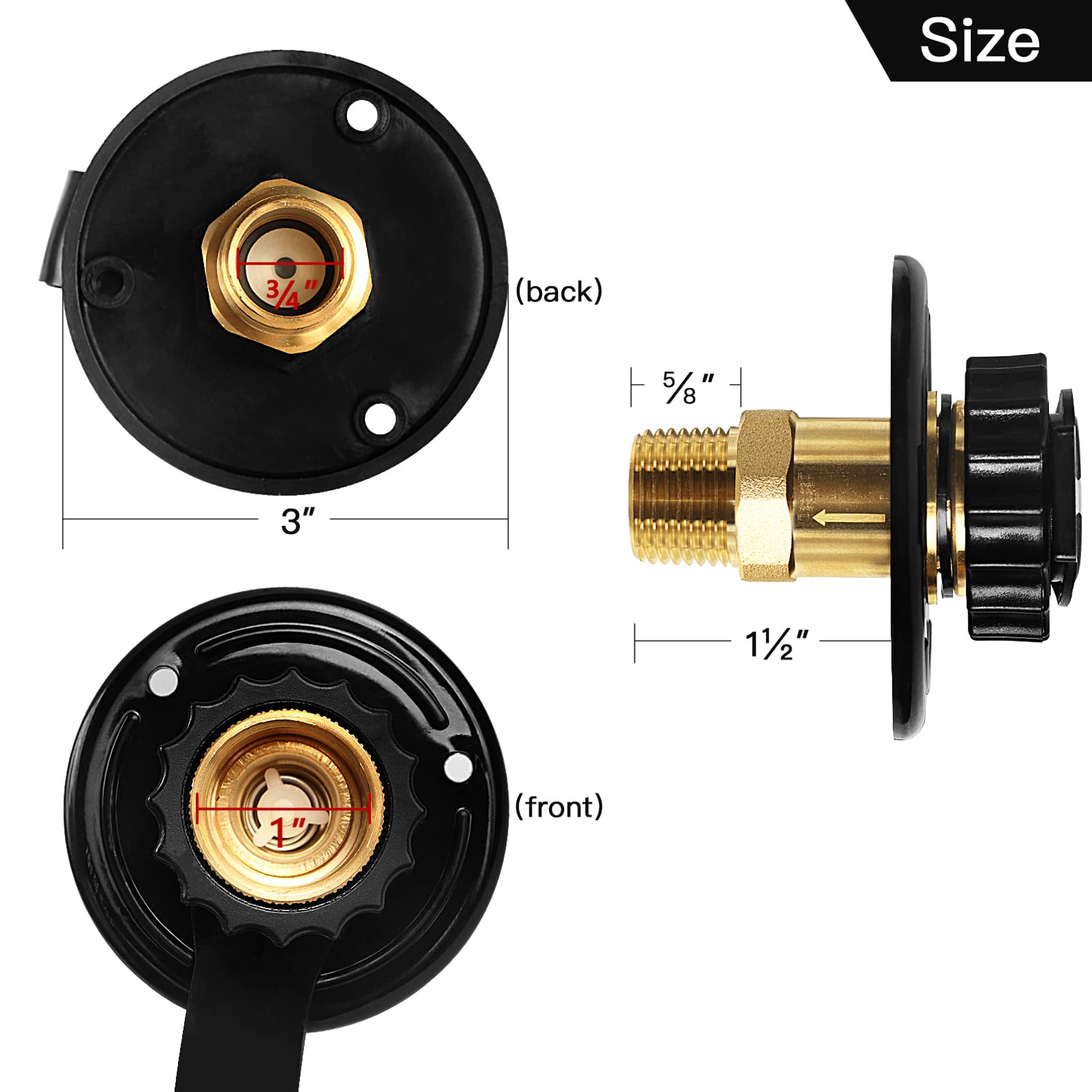 EXCELFU city water inlet inside-thread 3-4 inch female connection for hoses