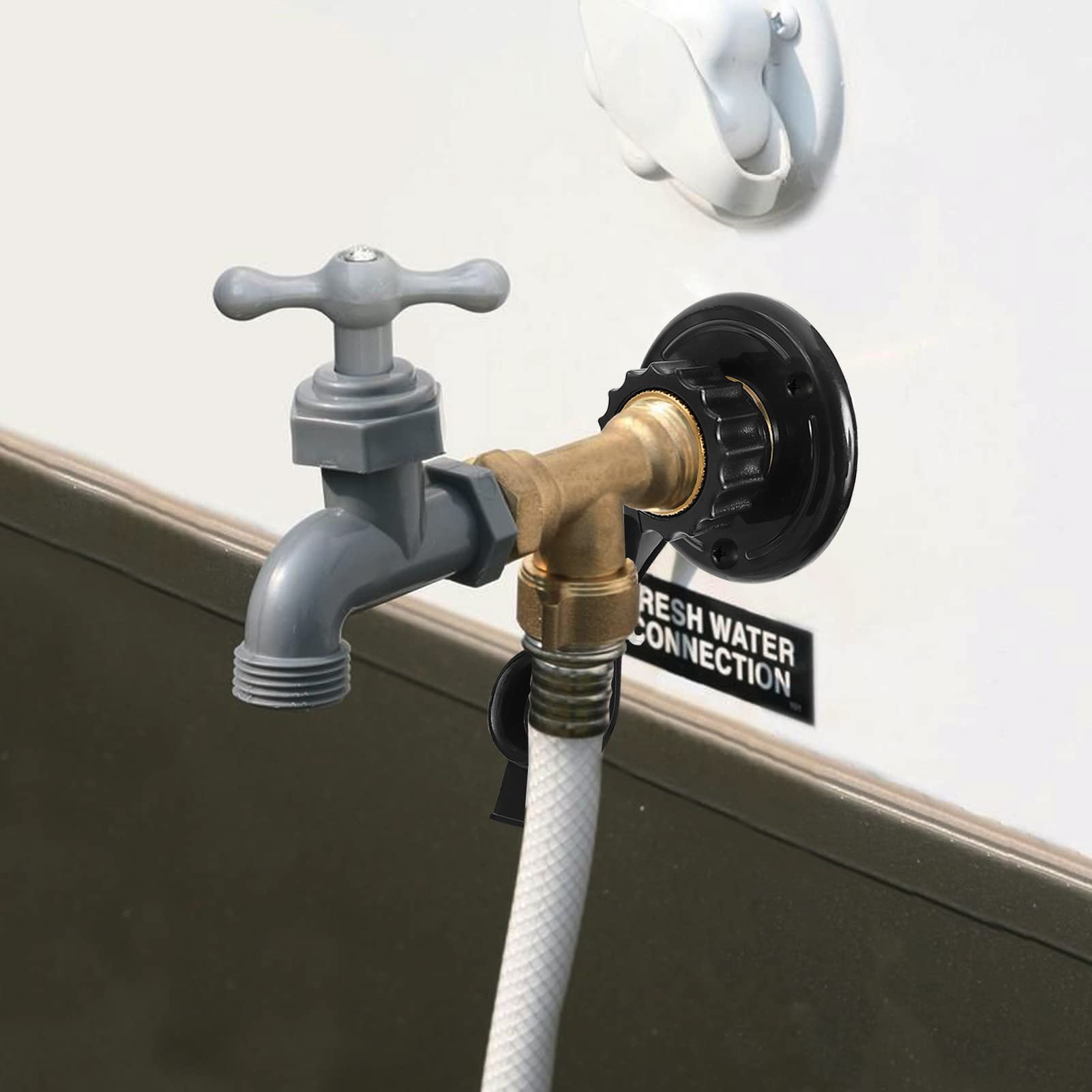 EXCELFU RV water inlet includes screws and thread tape for leakage-free install