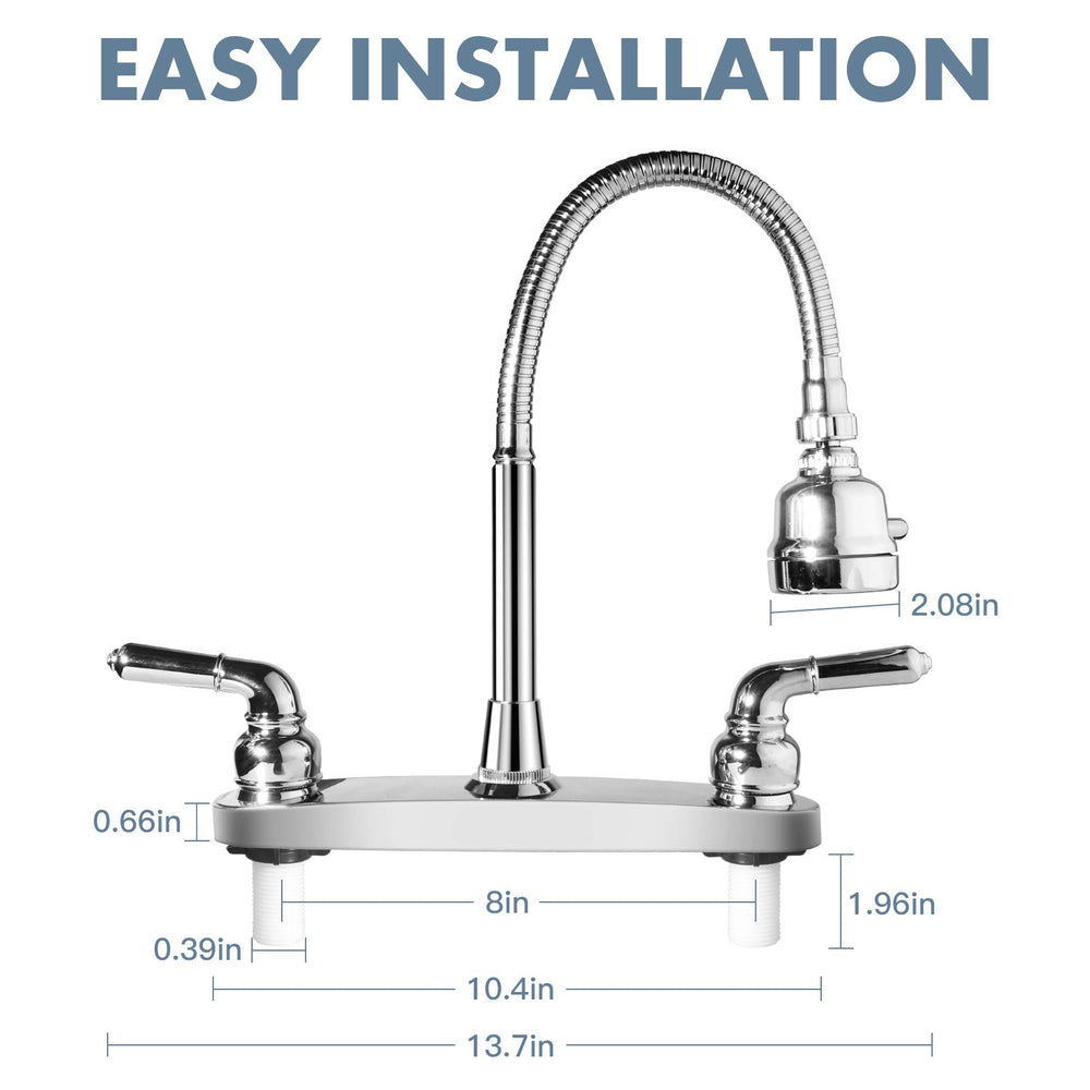 Chrome finish of EXCELFU RV faucet easy to wipe clean during daily use