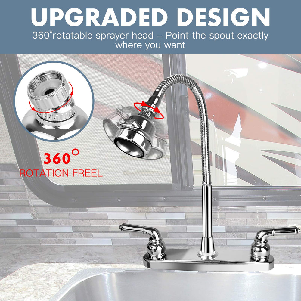 Chrome and stainless steel arch on EXCELFU faucet for durable RV use