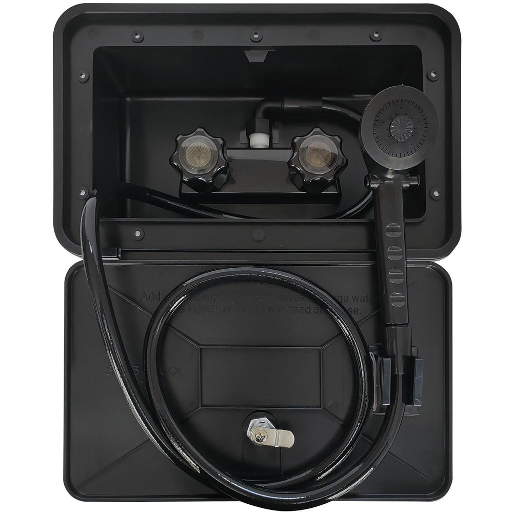 EXCELFU RV exterior shower box with durable ABS housing for outdoor use.