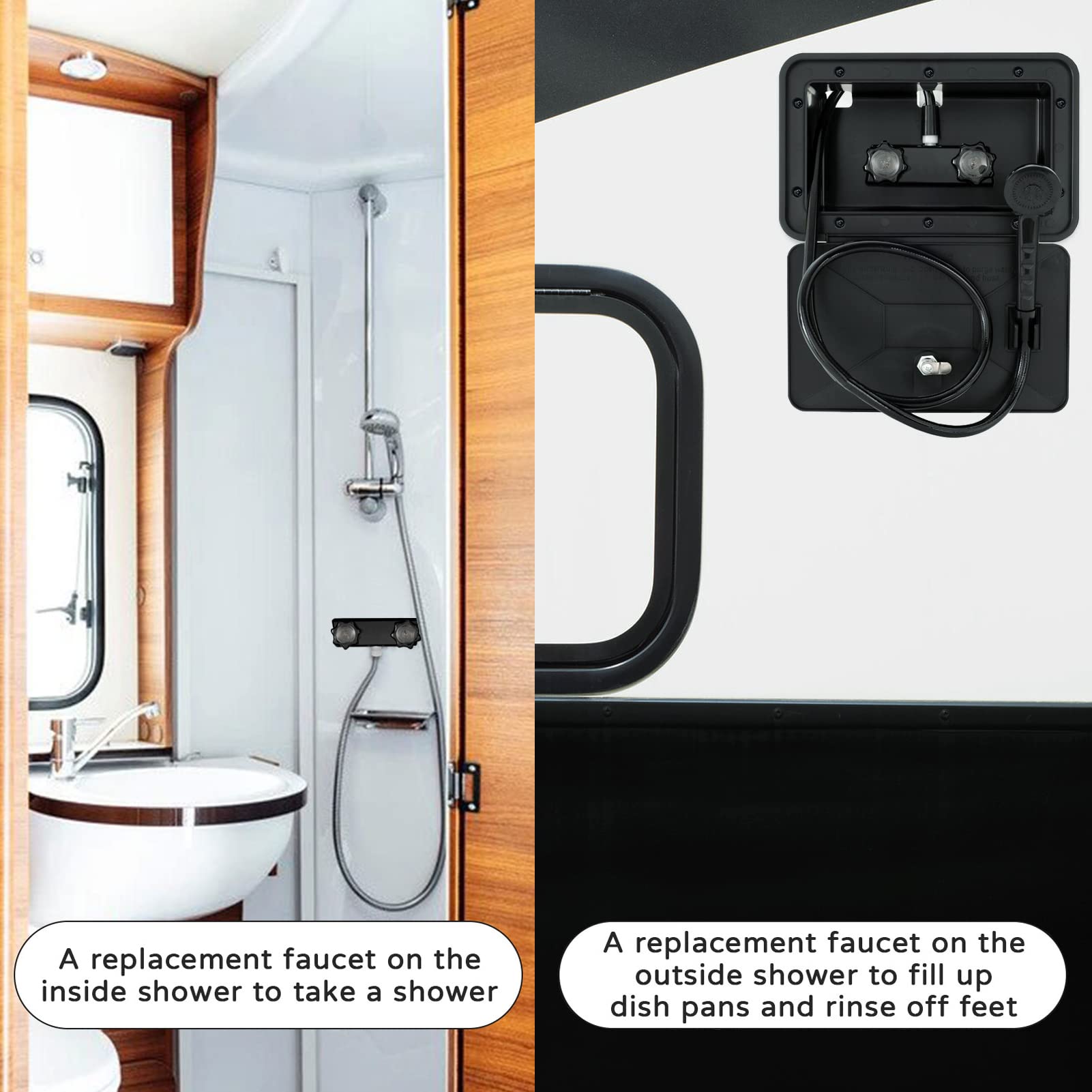 EXCELFU RV shower faucet diverter enables easy water routing for indoor or outdoor use