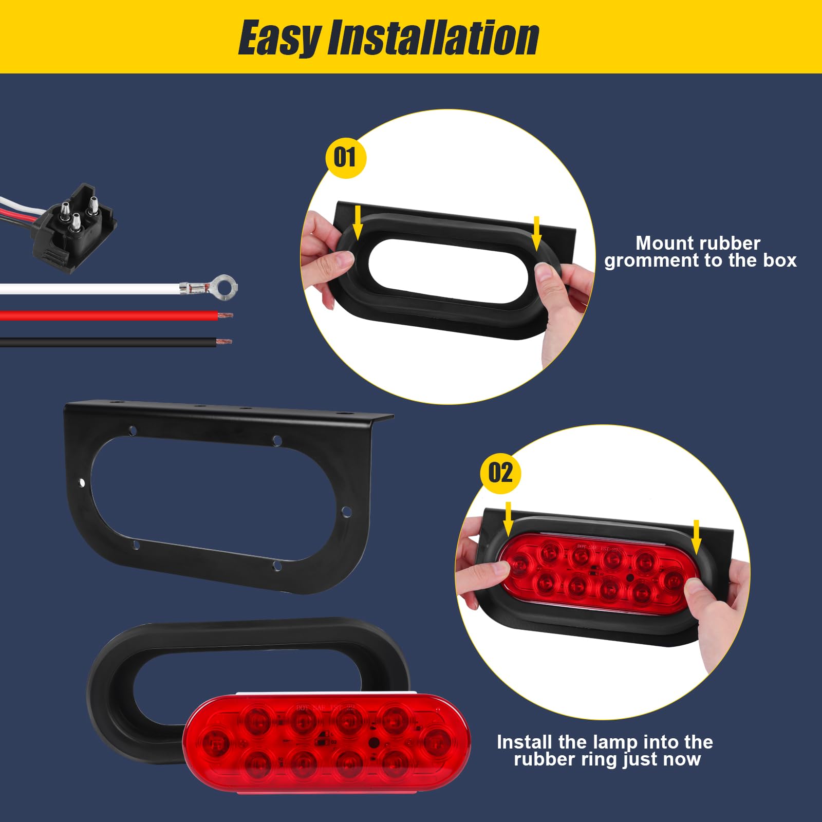 EXERAUO oval tail light mounted on bracket for quick setup