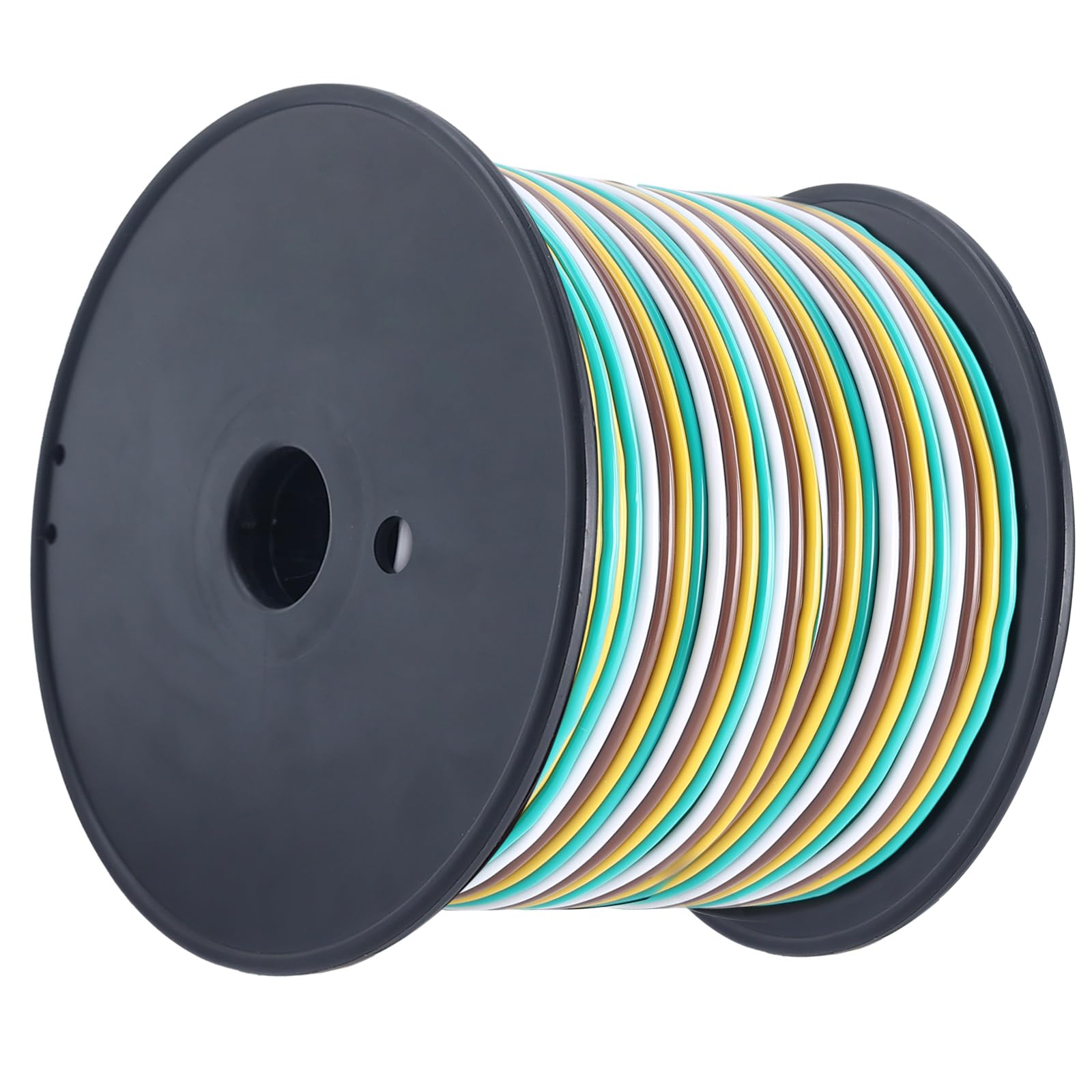 EXERAUO trailer wiring harness 100ft kit laid out for easy identification and installation.