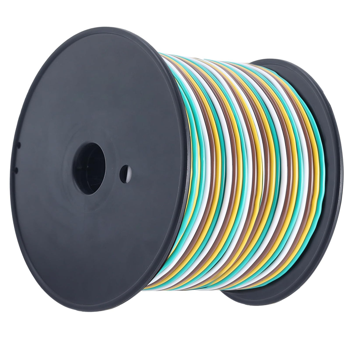 EXERAUO trailer wiring harness 100ft kit laid out for easy identification and installation.