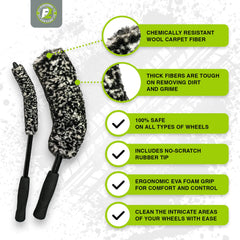 ExoForma Bendable Brush Set rubber-tip closeup protects wheel finish during scrubbing.