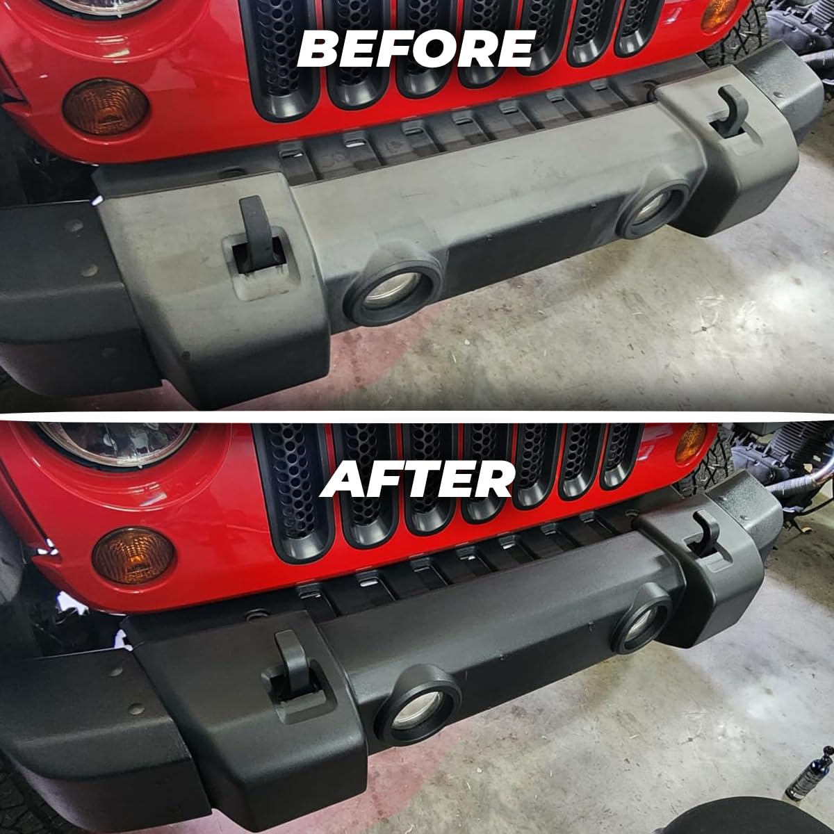 ExoForma Black Trim Restorer foam applicator demonstrates quick, one-coat coverage on exterior trim