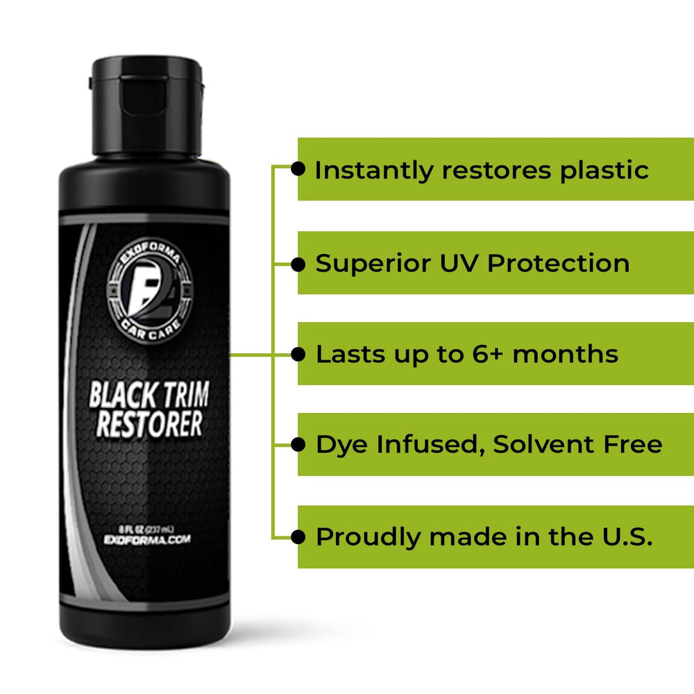 ExoForma Black Trim Restorer spray-application allows even distribution for long-lasting protection