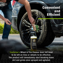 Close-up of brake dust being removed by ExoForma cleaner