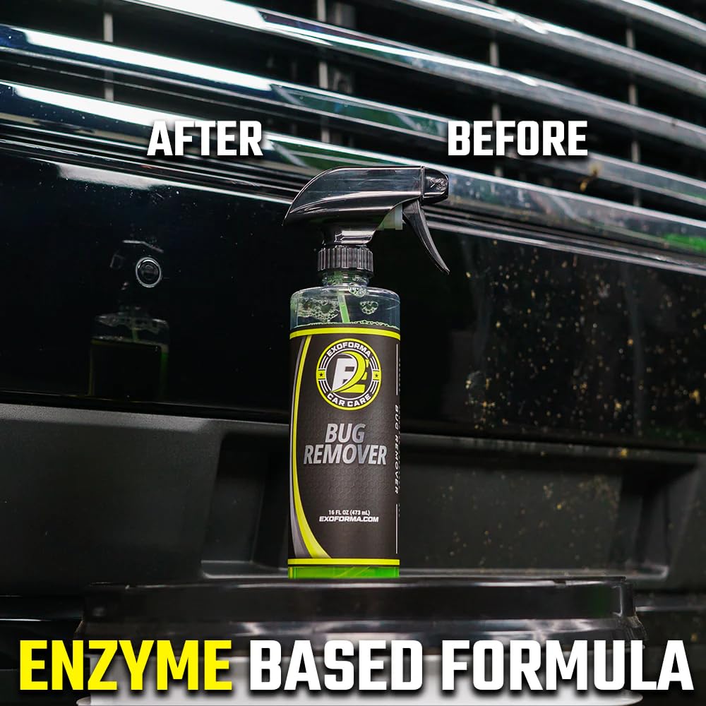 ExoForma Bug Remover on-car surface delivers clean finish after use.