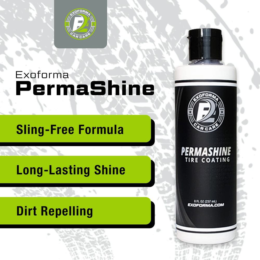 Applying Permashine on tire for protective barrier and glossy finish.