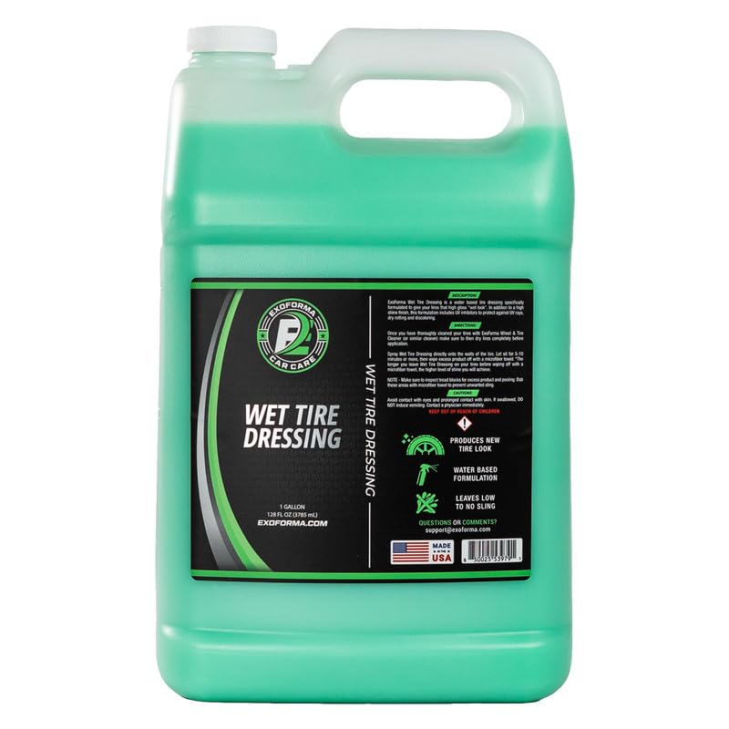 ExoForma Wet Tire Dressing Spray delivers a high-gloss wet look with fast dry and no sling.