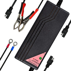 ExpertPower 12.8V 5A smart charger front view powers LiFePO4 packs efficiently.