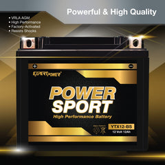 ExpertPower YTX12-BS AGM battery in box, ready for quick setup.
