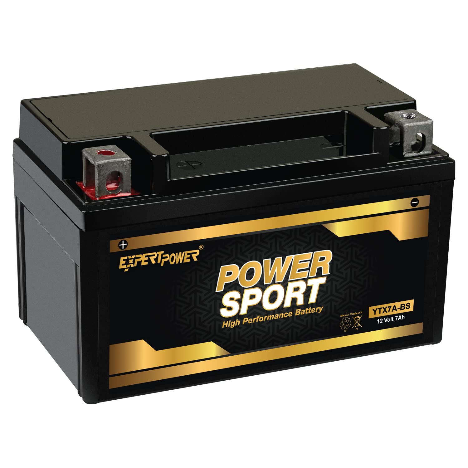 ExpertPower YTX7A-BS 12V 7Ah AGM battery powering reliable motorcycle starts in all weather