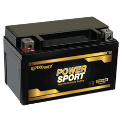 ExpertPower YTX7A-BS 12V 7Ah AGM battery powering reliable motorcycle starts in all weather