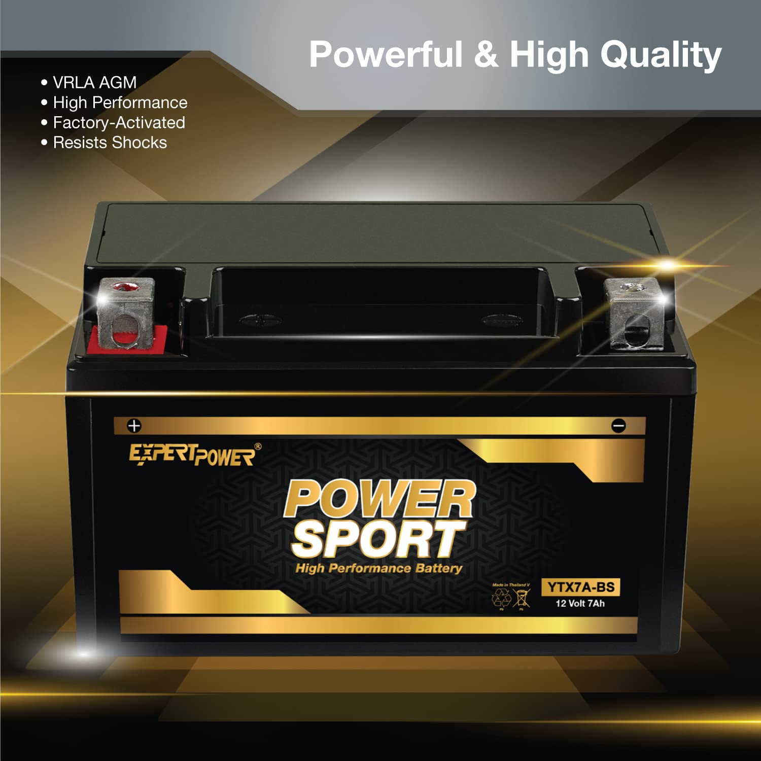 ExpertPower YTX7A-BS scooter battery suitable for 50cc to 150cc models with long life