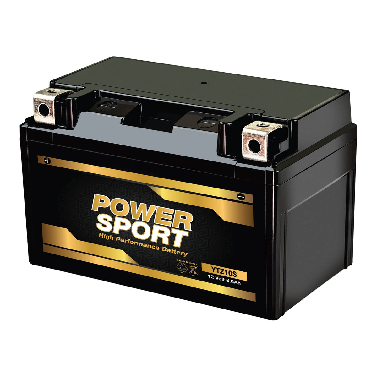 ExpertPower YTZ10S front view battery for motorcycles, showcasing compact 12V power.