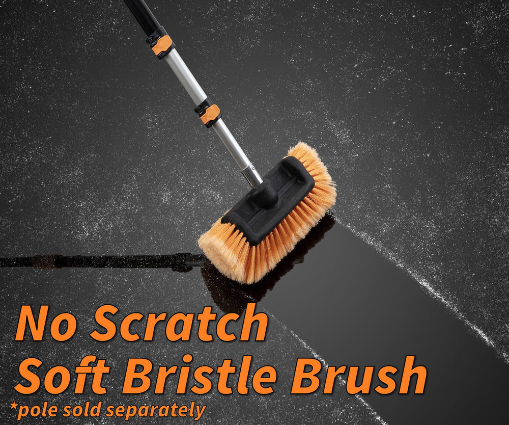 Pole-compatible EXTEND-A-REACH brush attachment with twist-on design for standard ACME poles