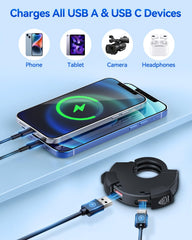 EXTRACTME charger close-up showing flame-retardant ABS and copper conductors.