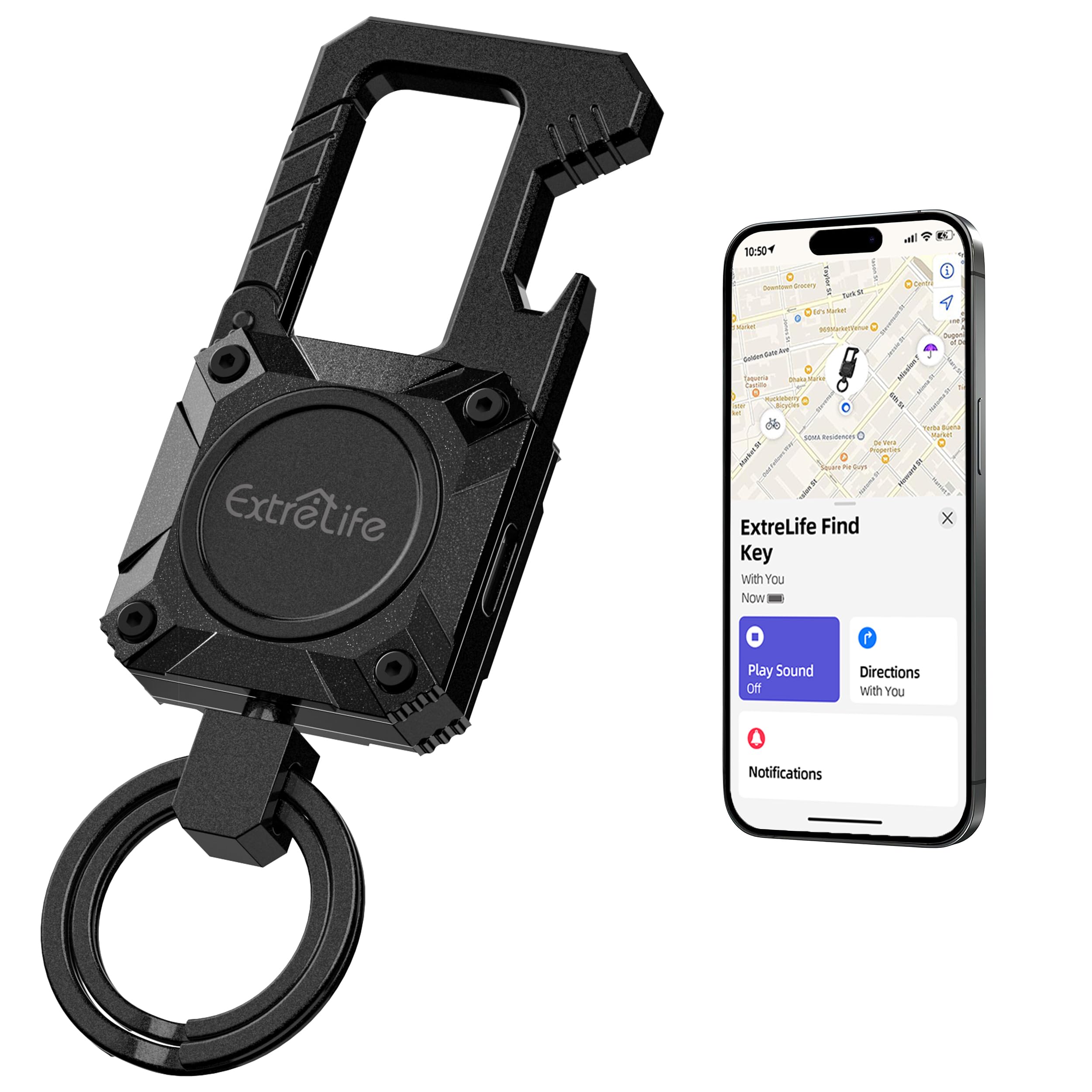 ExtreLife keychain with Apple Find My connection for quick item tracking
