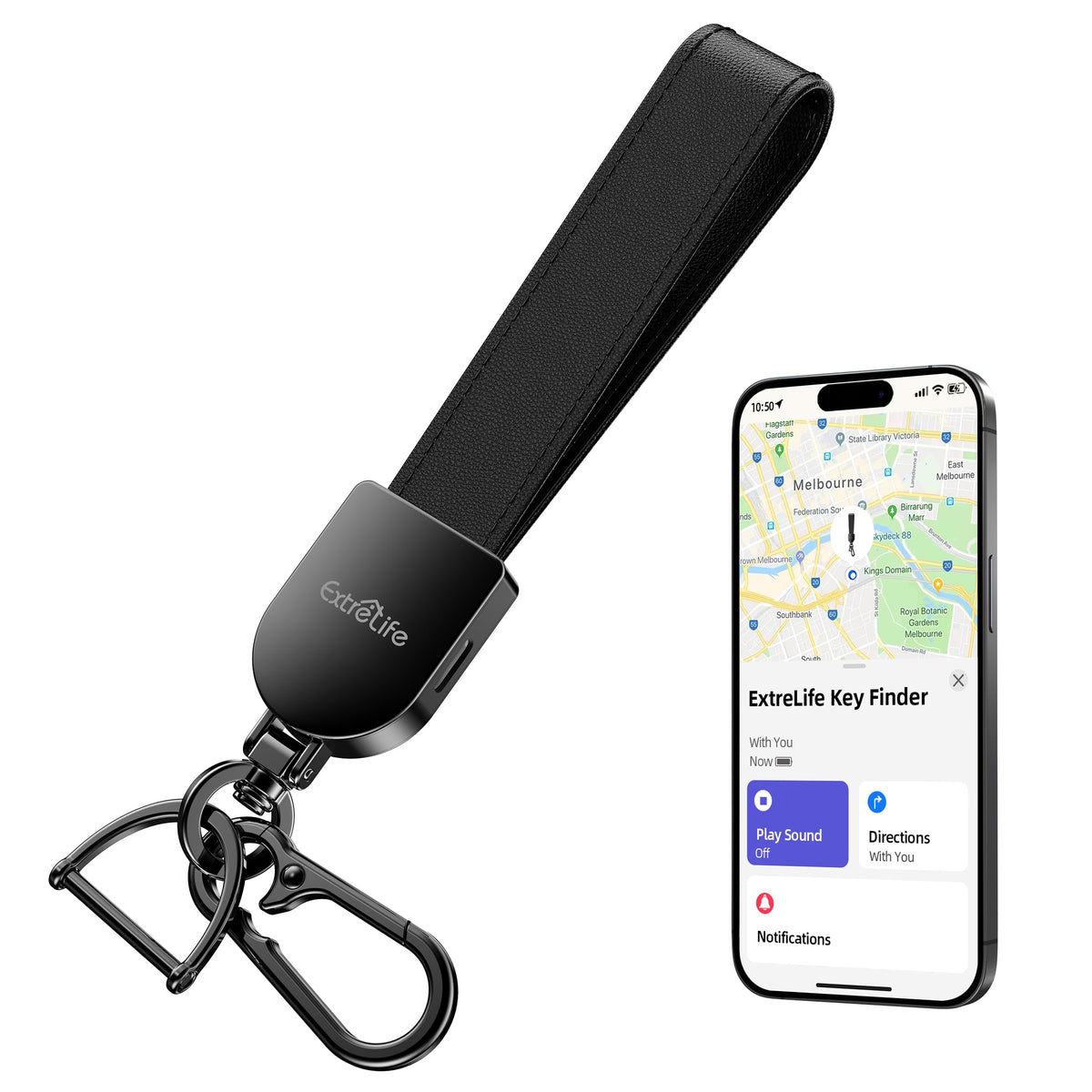 ExtreLife keychain with Apple Find My setup for quick item location.