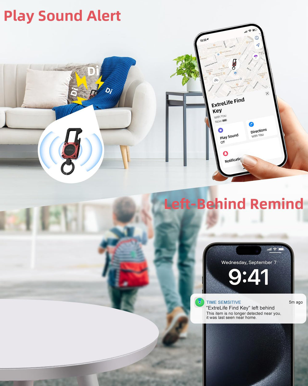 ExtreLife keychain carabiner clip for quick attachment anywhere.
