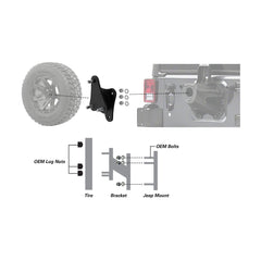 Extreme Max spare tire relocation bracket with matte black finish enhances durability