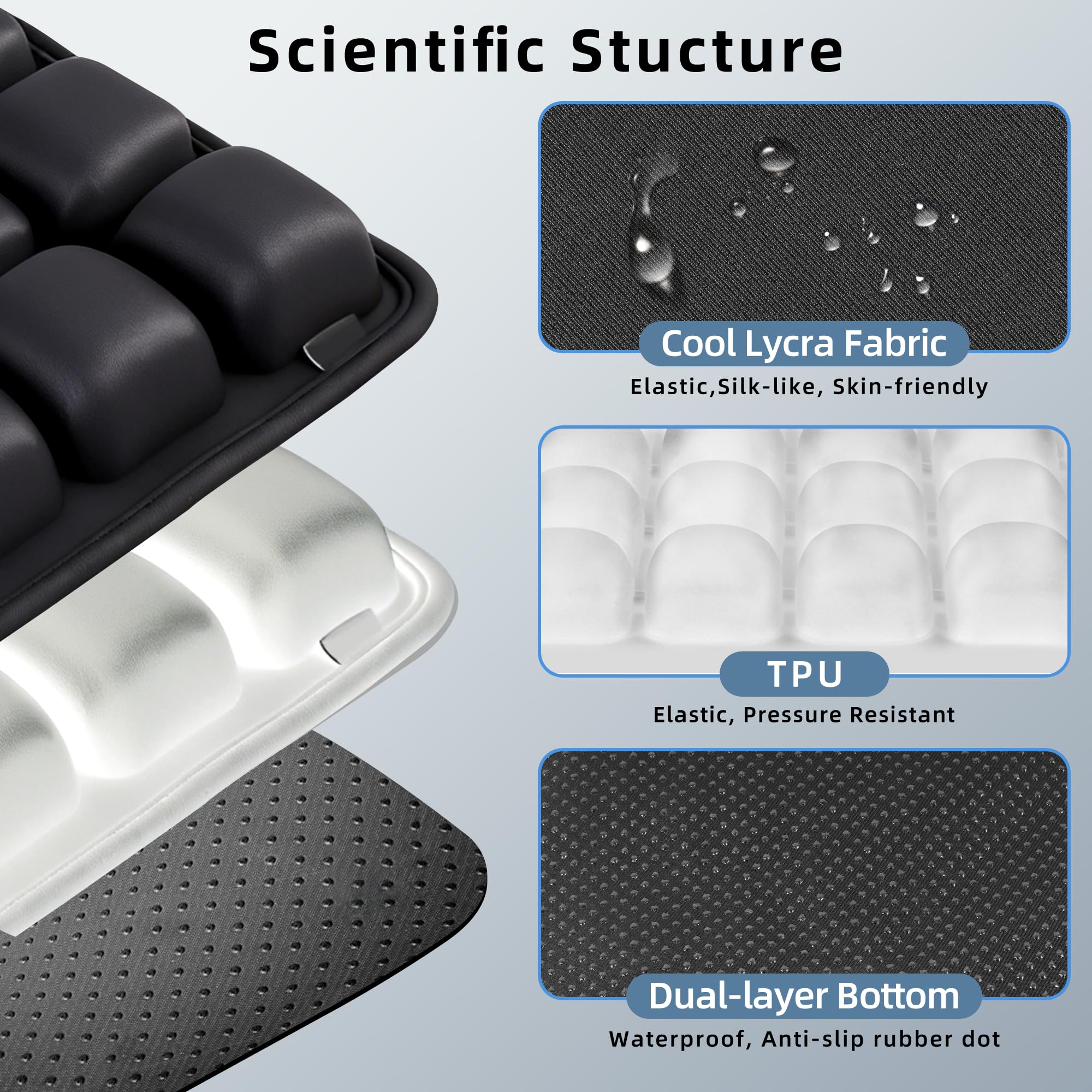 EXUIKO ergonomic design with bubble layout supports hips and thighs for stability.