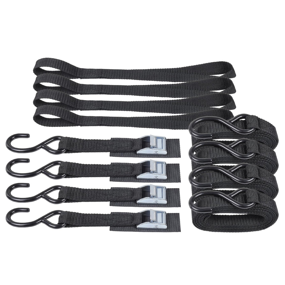 EXVITAL tie down strap with cam buckle showing strong grip for secure loads