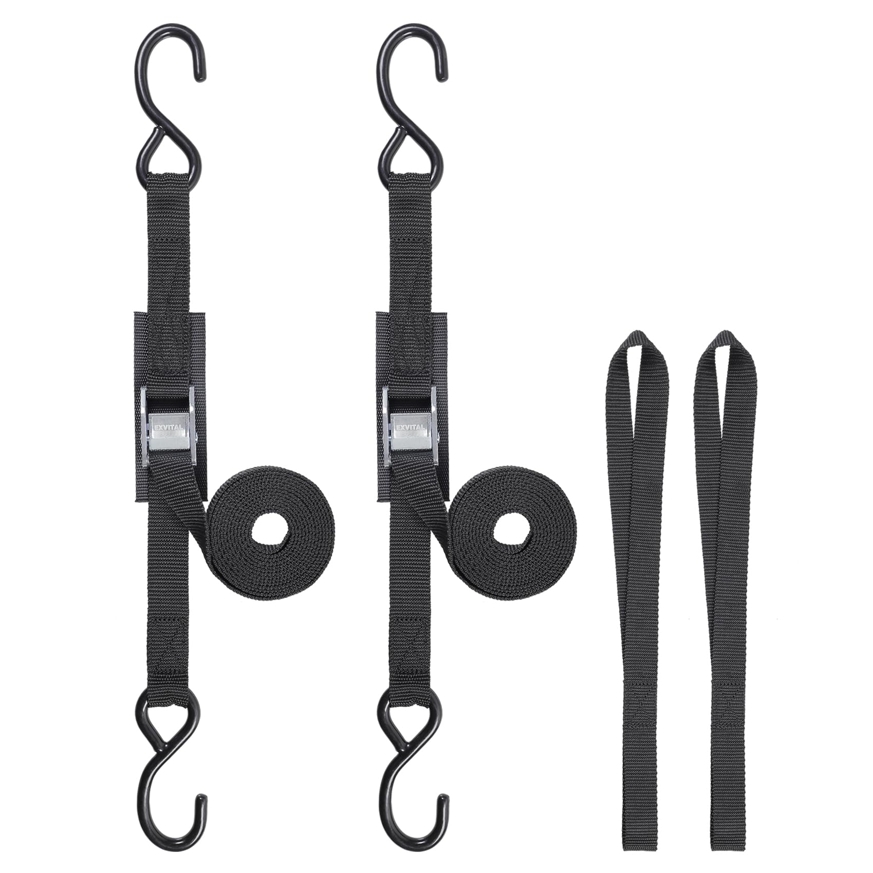 EXVITAL tie down straps with hook cam buckle for secure cargo during travel