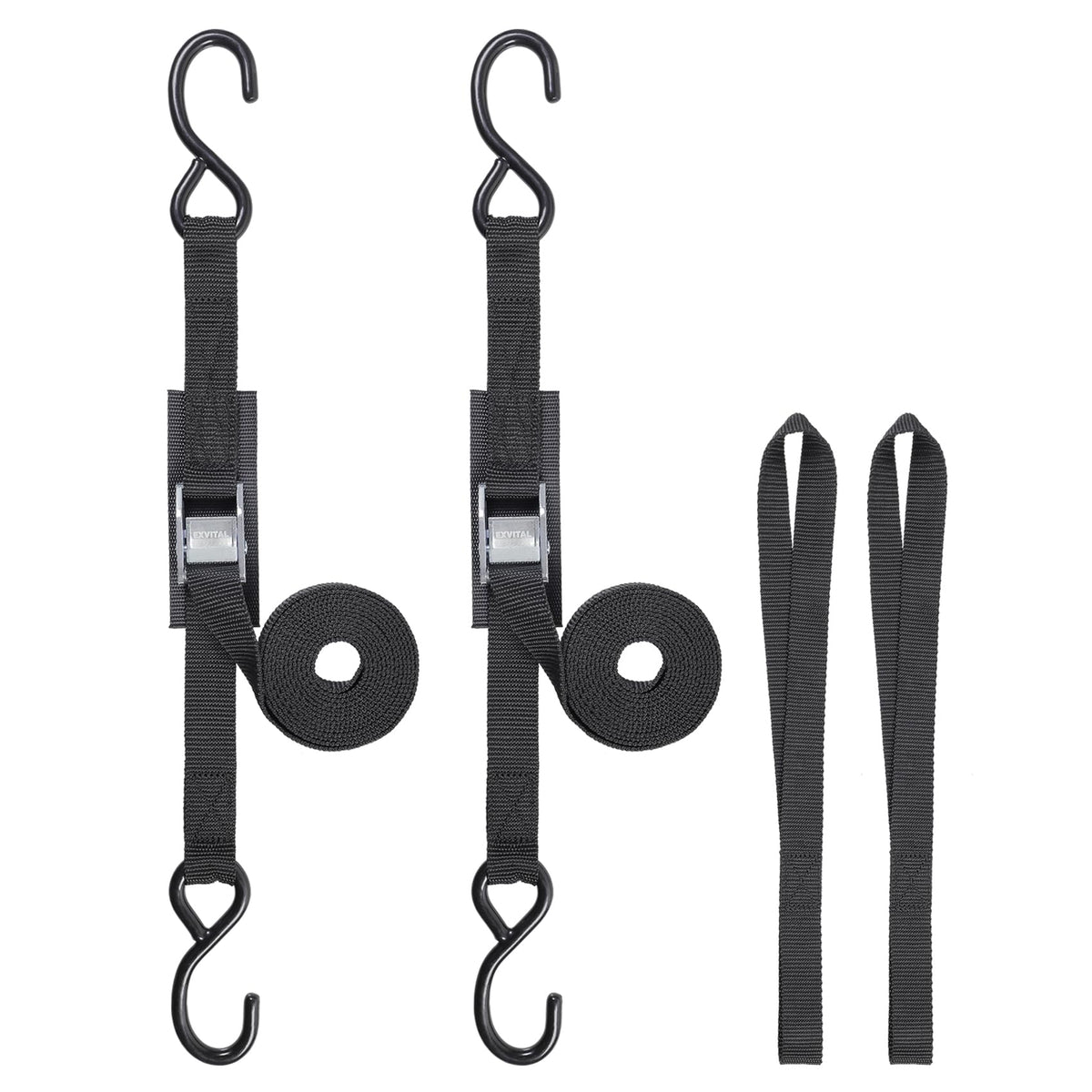EXVITAL tie down straps with hook cam buckle for secure cargo during travel