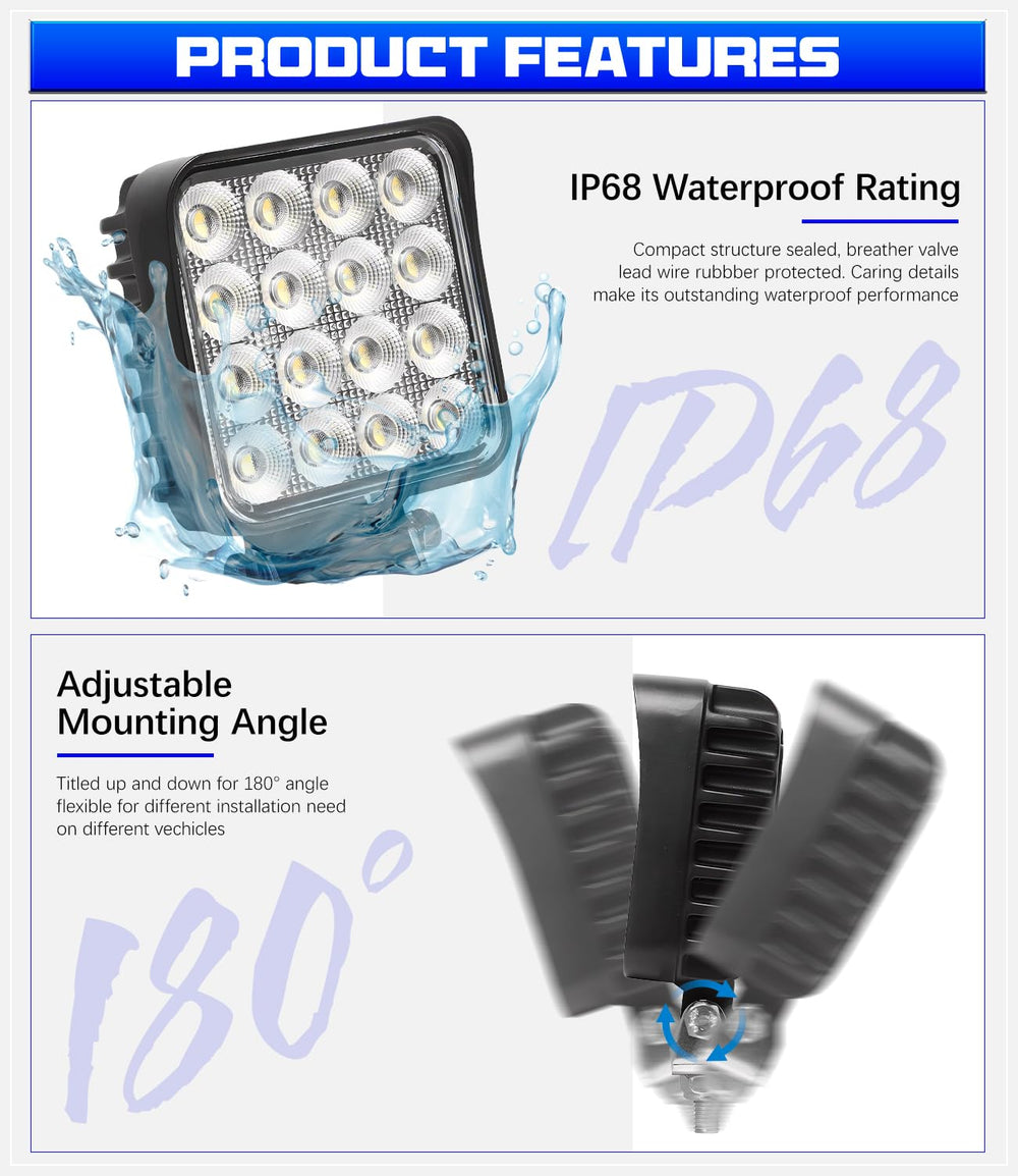 EXZEIT 12/24V-compatible LED light suitable for tractors and trucks.