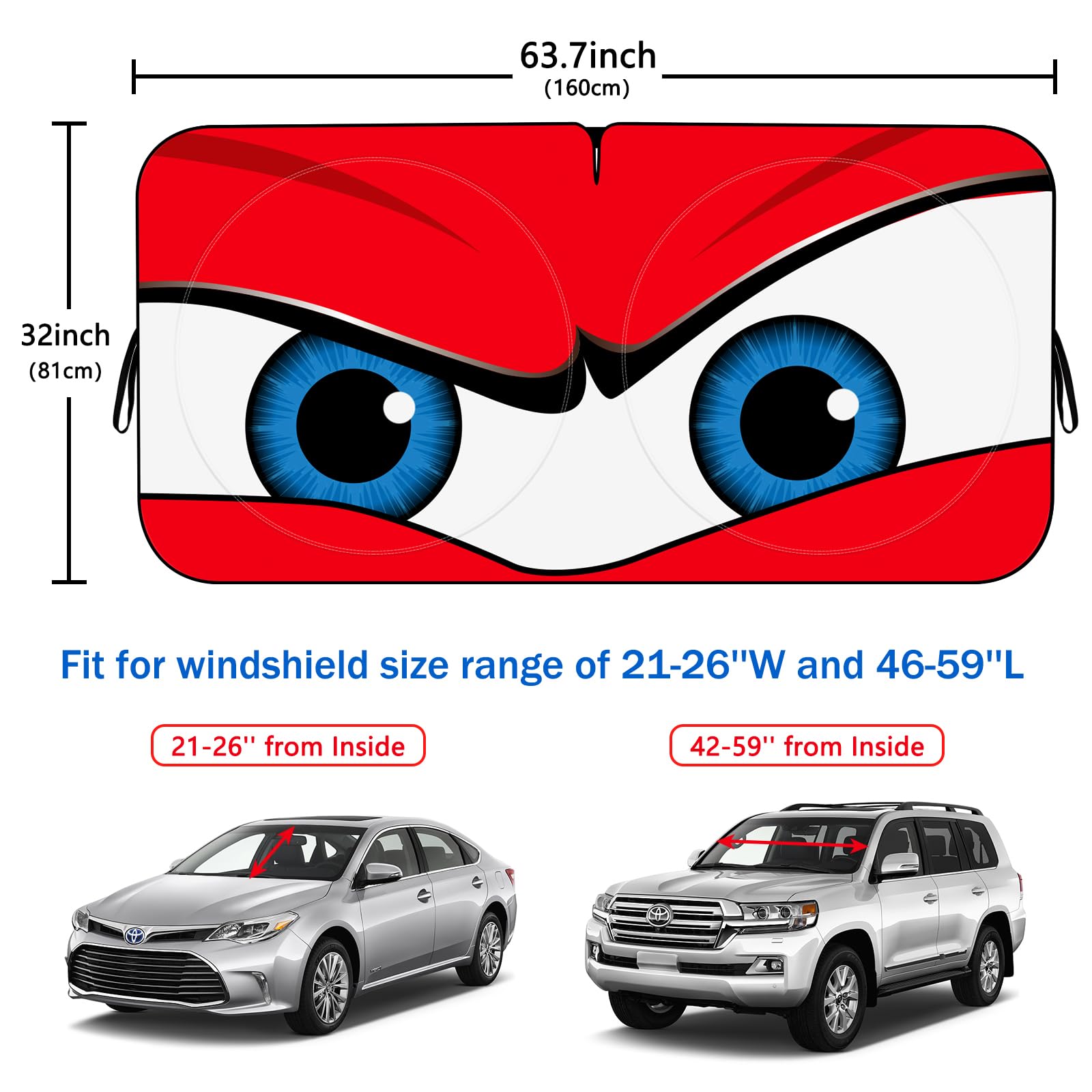 eygeufg Car Eyes Sun Shade side strap setup improves stability on windy days