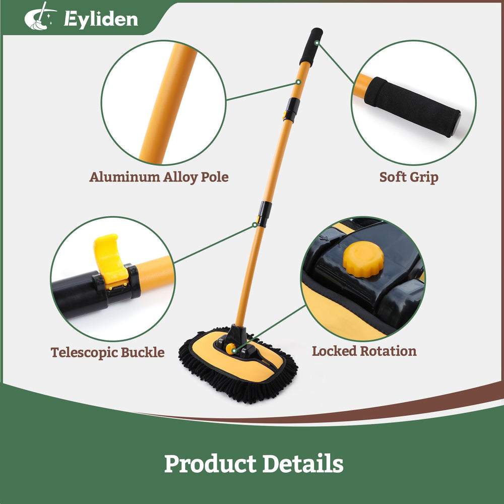 Eyliden microfiber heads are machine-washable for repeated use.