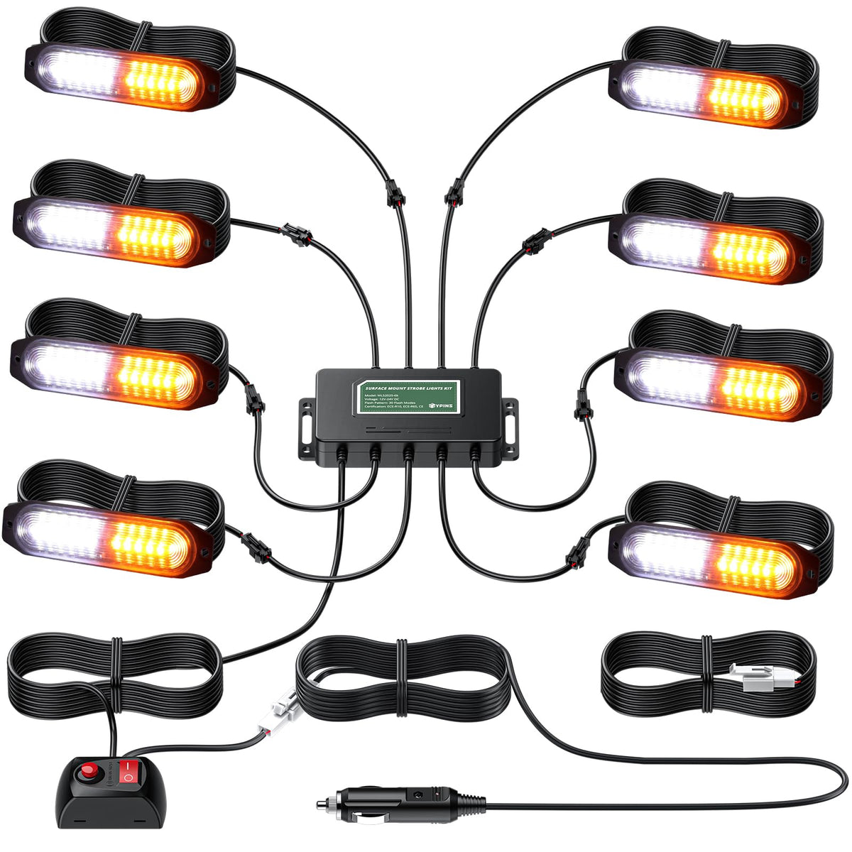 EYPINS LED strobe kit front view showing high-visibility lighting for on-road signaling