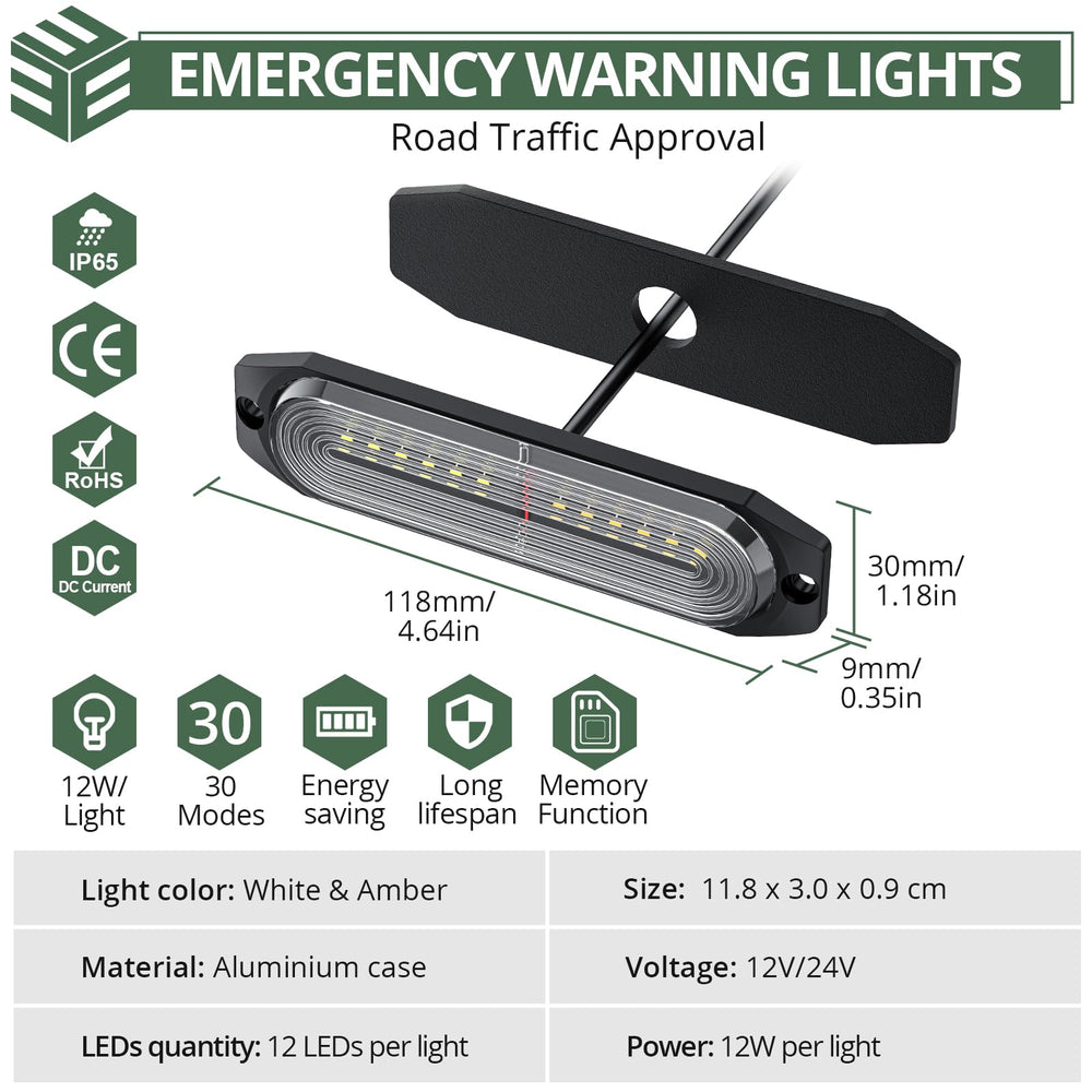 EYPINS strobe kit rear view illustrating rear-facing warning lights
